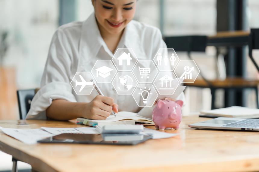 Financial Planning with Digital Technology Concept