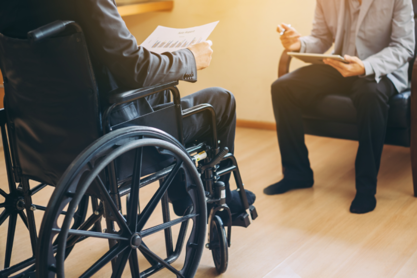 After car accident and rehabilitation, a businessman can return to work again.The company which employing disable people will receive tax deductions benefits.
