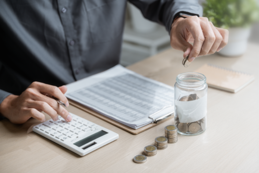 Saving money concept. Savings banking finance. Retirement planning. Personal retire finance savings. Save retire money. savings finance plan deposit fund stack profit jar coin stack.