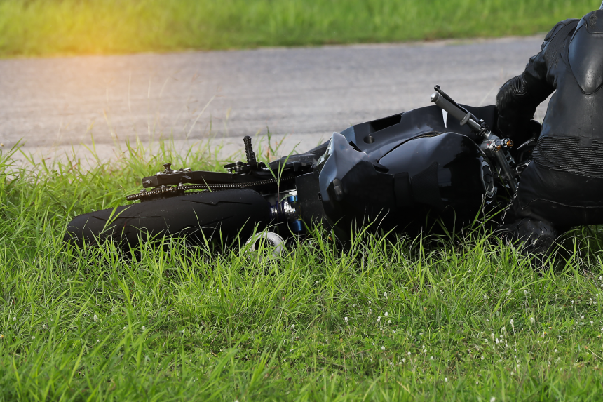 Big bike accident on the road.