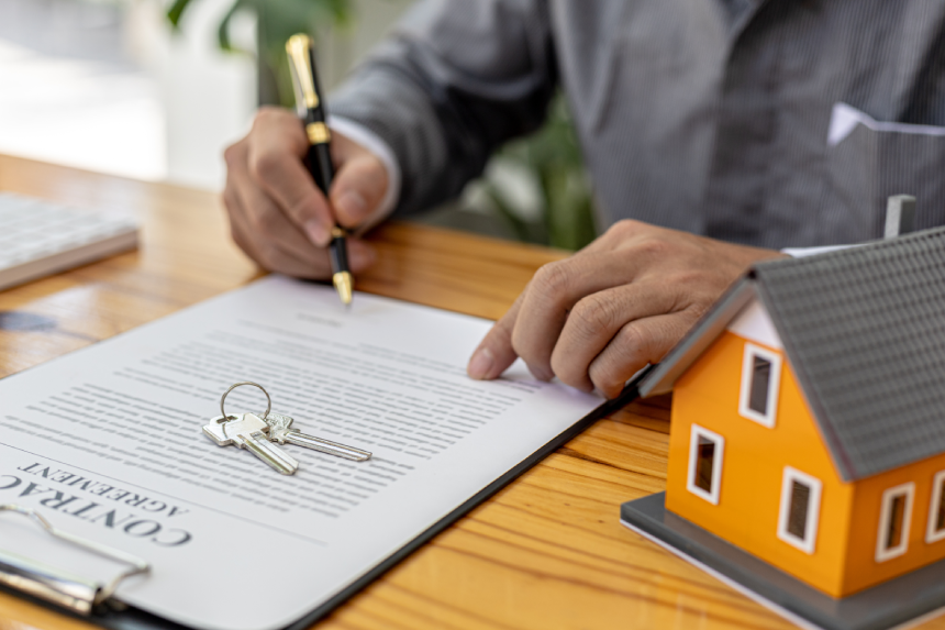 A salesperson of a housing project is drafting a sales contract for a customer who reserves a house in the project he manages.