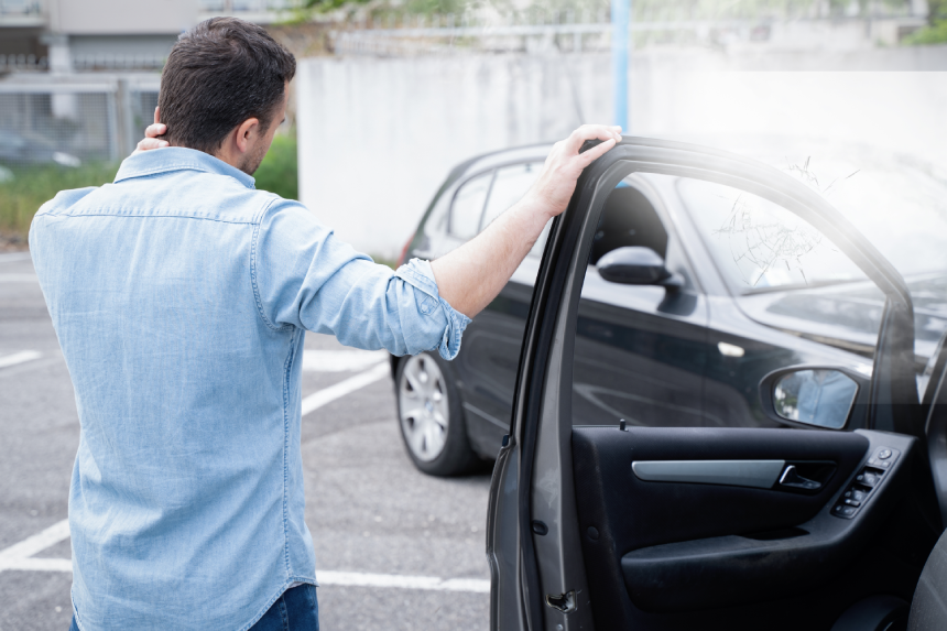One man suffering pain after car crash injury